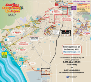 Hop on Hop Off bus Los Angeles full map
