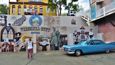 Virginia City sign and Cadillac, Nevada