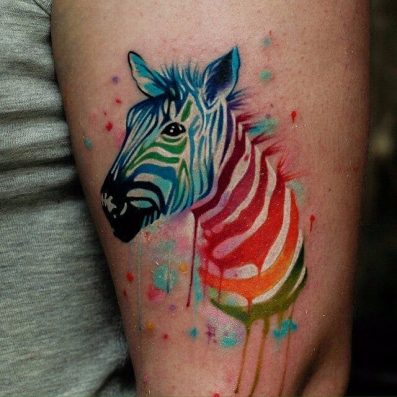 best rainbow zebra tattoo idea