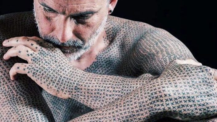 Alfredo Meschi best vegan tattoo designs 40000 crosses all over body