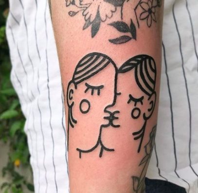 best girl on girl kissing tattoo ideas