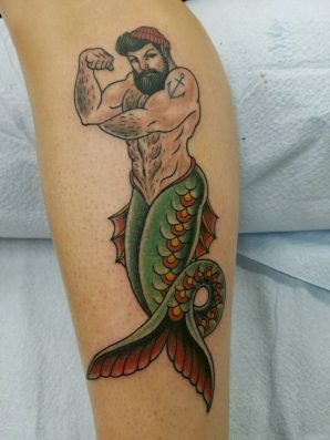 Gay men mermaid tattoo design