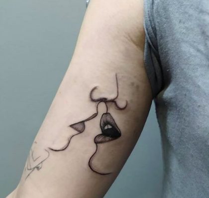 lesbian kissing tattoo ideas and designs 