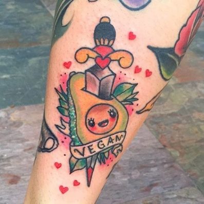 Vegan avocado tattoo designs