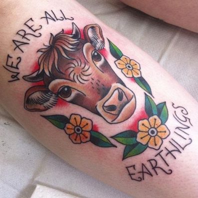 top vegan tattoo ideas we are all earthings cow