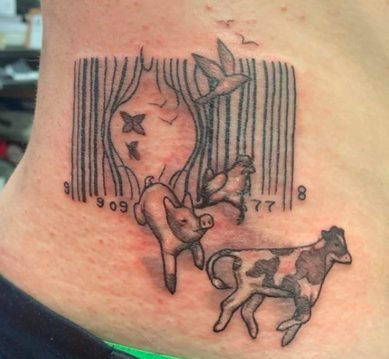 Animals breaking free barcode tattoo ideas