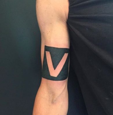 Best V symbol tattoo ideas and designs arm