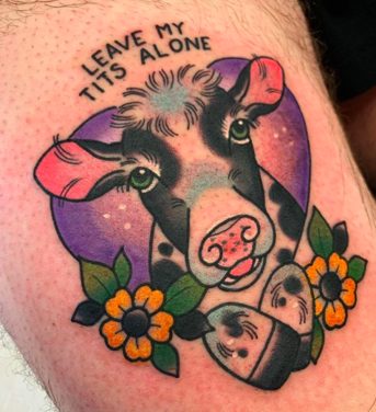 Leave my t!ts alone cow tattoo idea vegan art