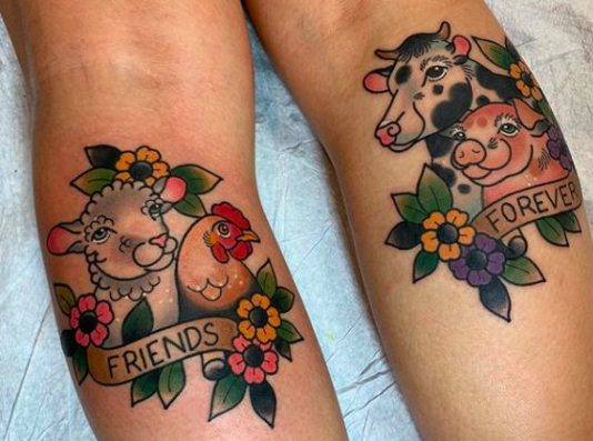 Vegan leg tattoo ideas and designs