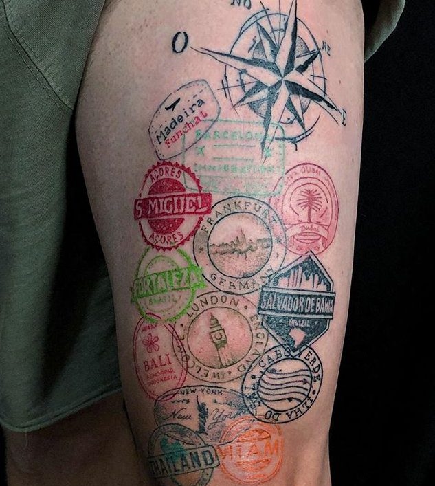 best travel tattoo passport stamps