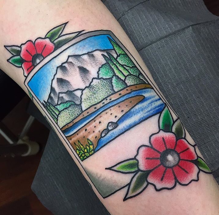mountain travel tattoo design wanderlust