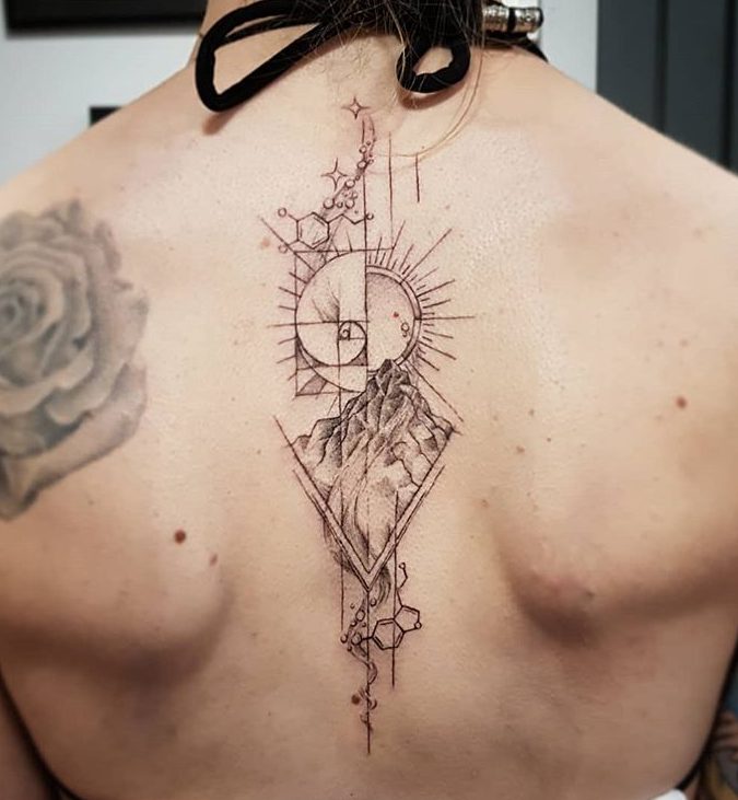 travel tattoo back design