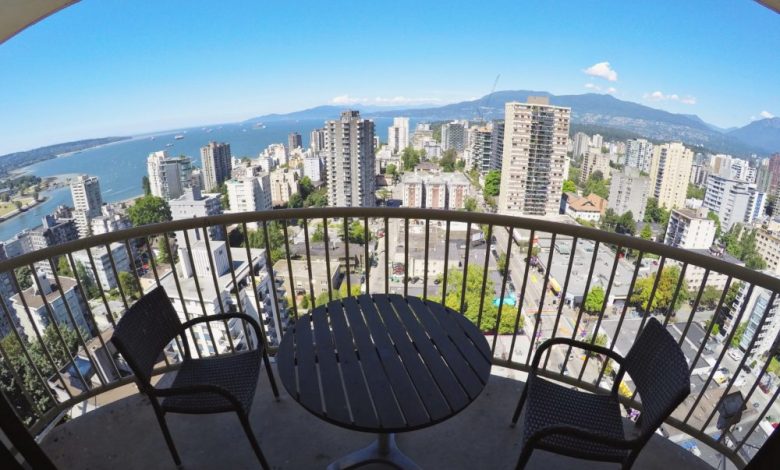 view from balcony gentry suite sandman on davie vancouver