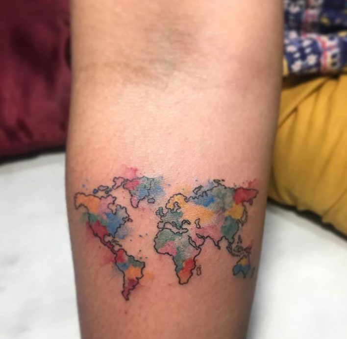 world map travel tattos from around the world