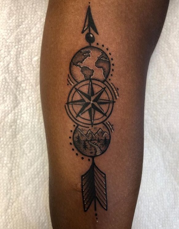 World map travel tattoo design ideas