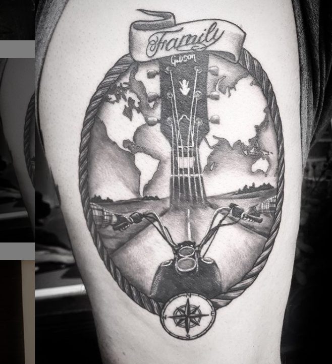 best motorbike travel tattoo design road trip tattoos