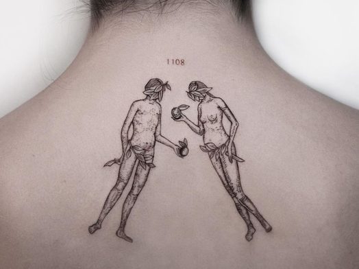 adam and eve tattoo back