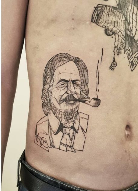 alan watts tattoo spiritual zen philosopher.