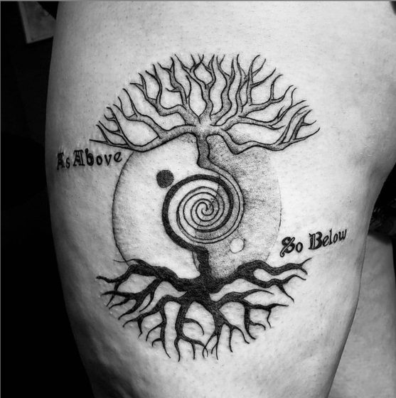 as above so below tree of life tattoo idea.