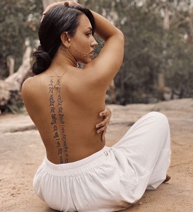 best sanskrit indian text tattoos hindu back tattoo spine