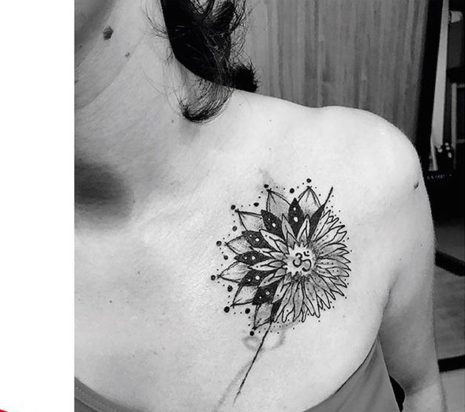 chest om tattoo universe cosmos alignment