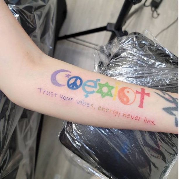 coexist spiritual tattoo color energy vibes