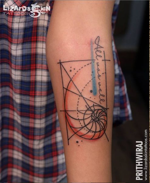 fibonacci shell spiral tattoo design new age spiritualty