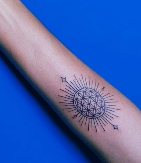 flower of life spiritual tattoo design arm