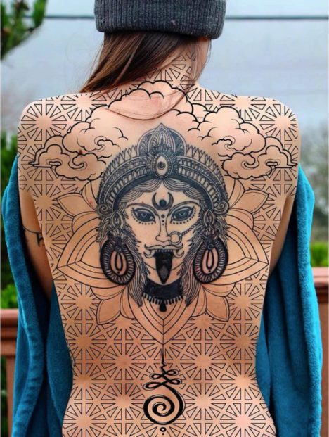 full back spiritual tattoo geometry mandala