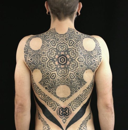 full back tribal tattoo bold