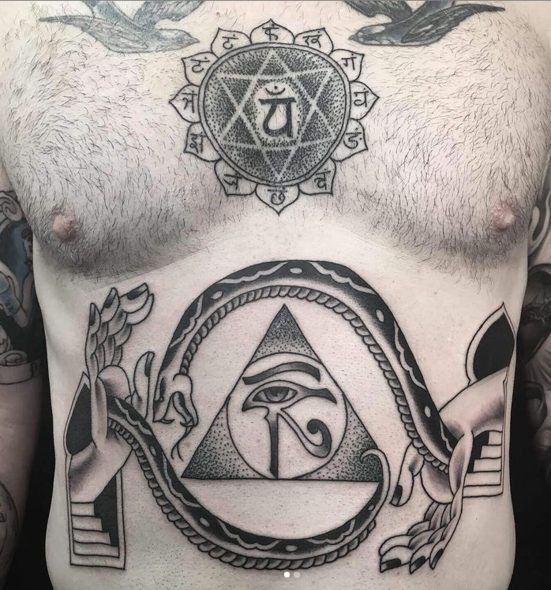 full body spiritual tattoos eye of horus snake