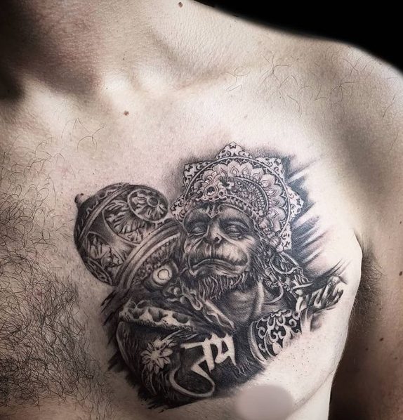 hanuman realistic tattoo spirituality hindu