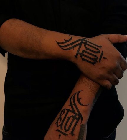 karma dharma hand tattoos sanskrit indian tattoos