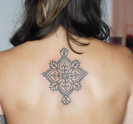 lotus flower mandala back tattoo