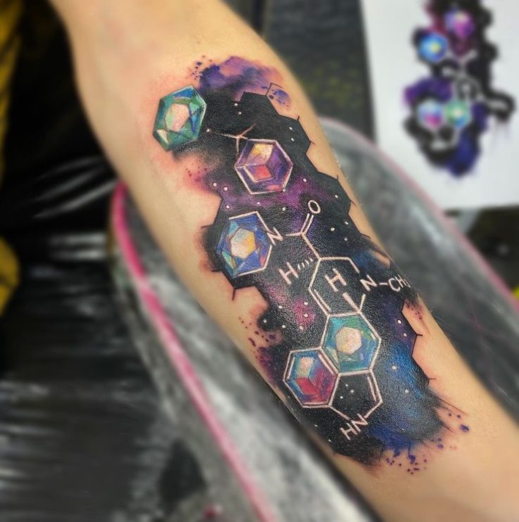 molecule tattoo cosmic oneness space design color