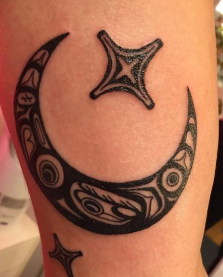 moon and stars spiritual tattoo