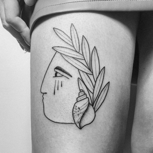 native american spiritual tattoo headdress seashell.