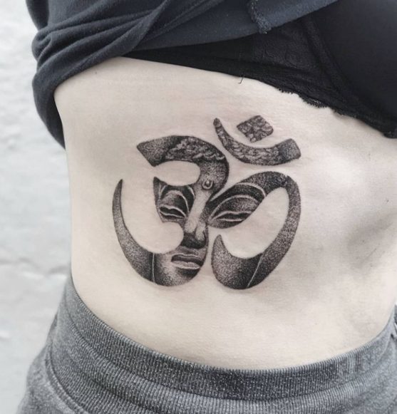 om buddha tattoo side body