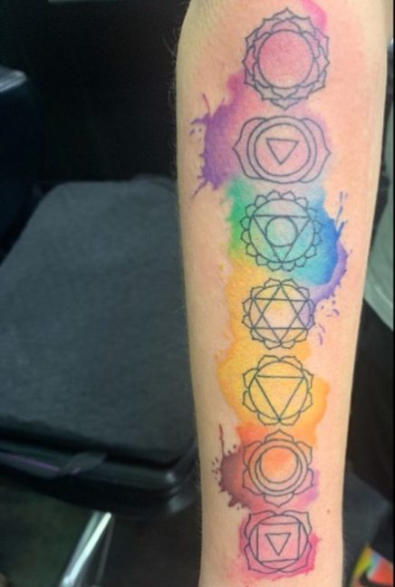 rainbow color chakra tattoo design arm