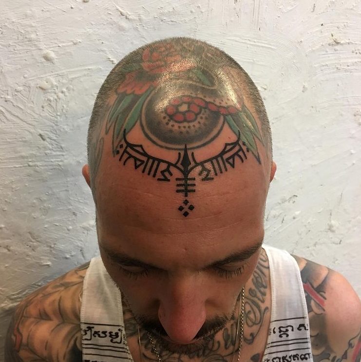 shanti sanskrit head tattoo indian hinduism