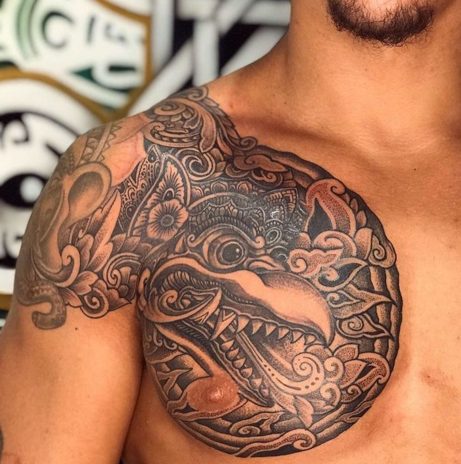 spiritual dragon tattoo design chest