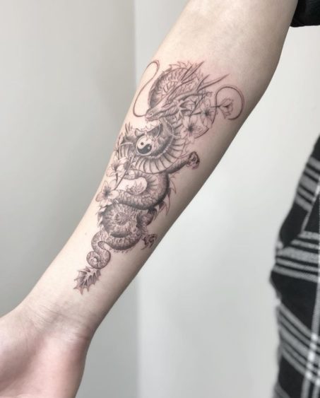 spiritual dragon yin yang tattoo