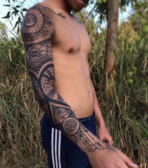 spiritual sleeve tattoo geometry mandala