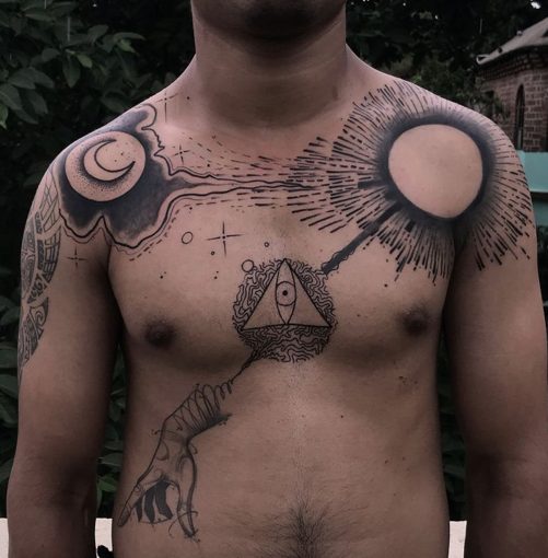 spiritual tattoo chest
