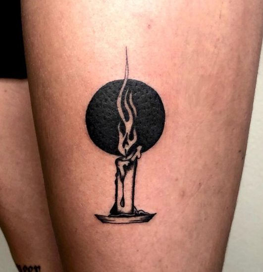 spiritual tattoo leg black ritual candle