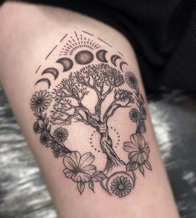 tree of life astrology moon cycles tattoo