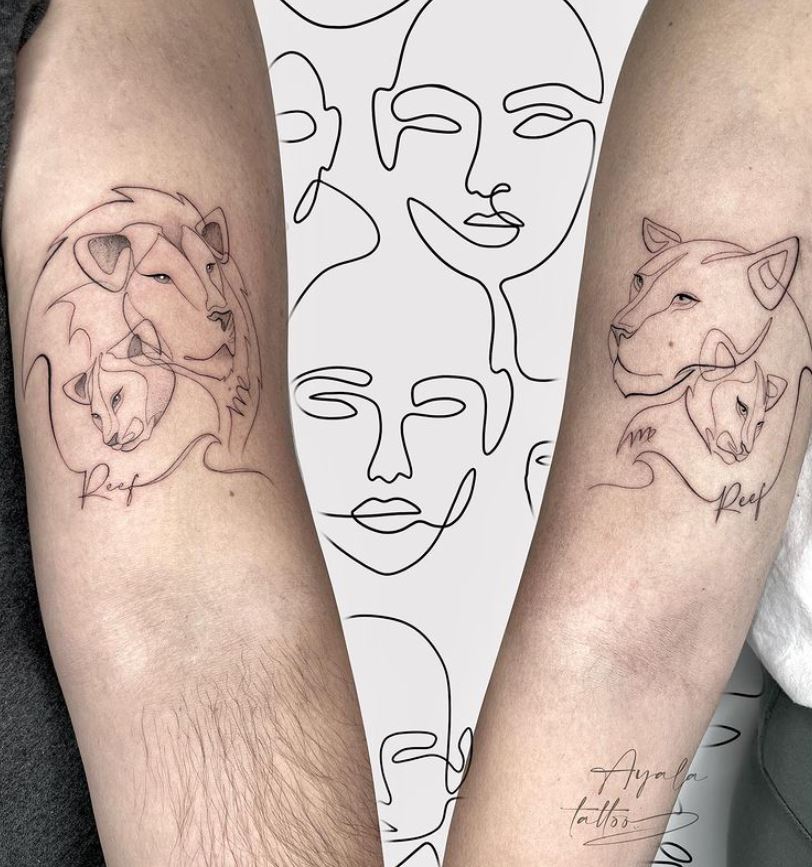 matching couple lion tattoos lion king cubs