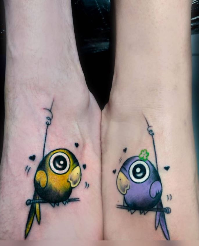 matching couple tattoos birds