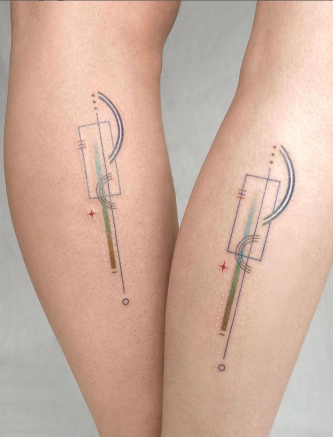 matching couple tattoos ocean symbol