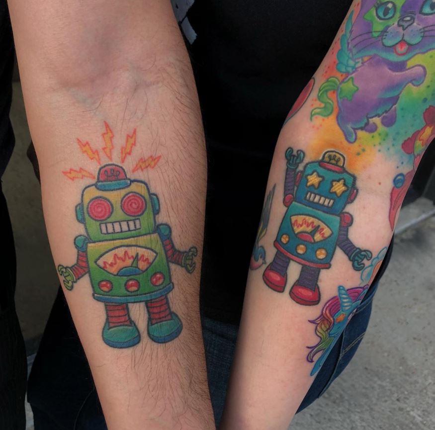 matching couples tattoo robots
